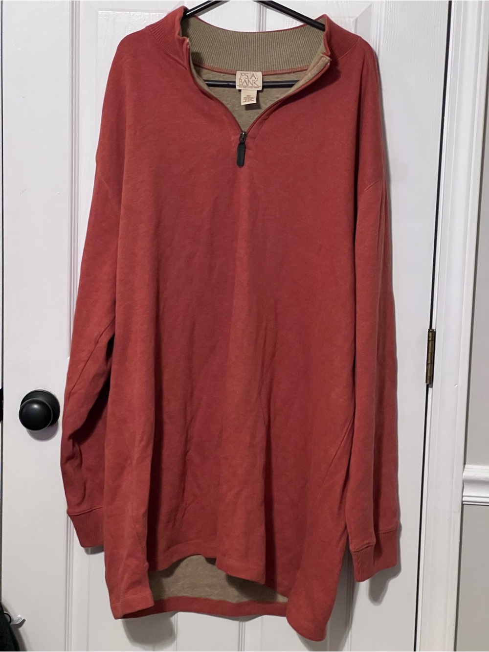 Jos A Bank 2XT Quarter Zip Pullover Sweater Rust Orange Cotton Big Tall